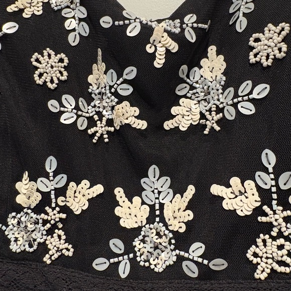 Black Floral Embroidered Spaghetti Strap Dress - Picture 2 of 3